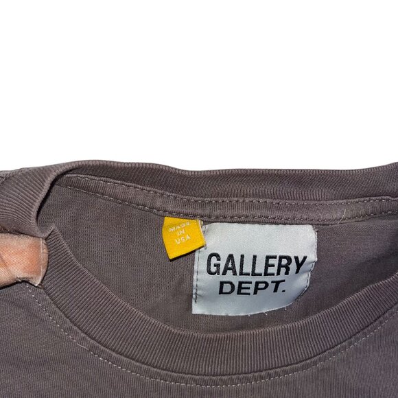 Gallery Dept. Brown Crewneck T-Shirt With Yellow Logo Print Short Sleeves Made I - Picture 3 of 9